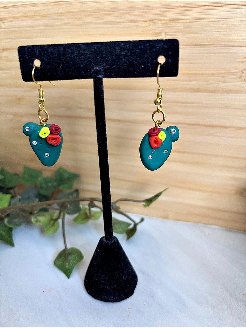 Polymer Clay handmade Cactus Drop Earrings